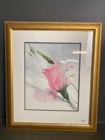 Lisianthus - Framed Watercolour Painting signed Morwenna Manwaring