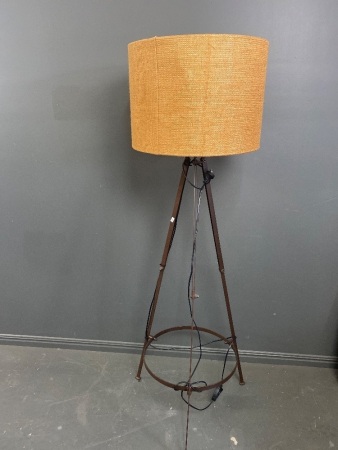 Metal Tripod Floor Lamp with Hessian Shade