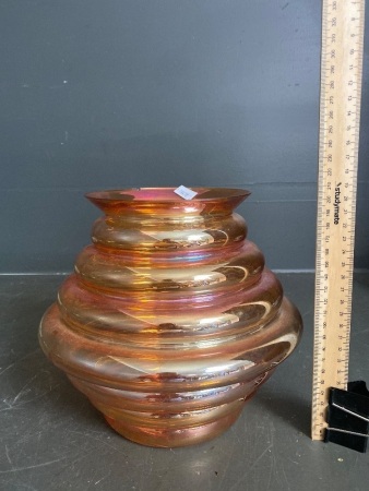 Orange carnival glass fluted vase