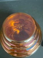 Orange carnival glass fluted vase - 4