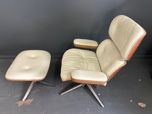 White Eames Style Chair and Ottoman