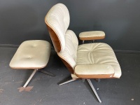 White Eames Style Chair and Ottoman - 3