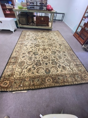 Large Floor Rug - Creams, Browns, Greens - Damage around edges - app. 2500 x 3500mm