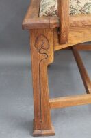 Antique Arts & Crafts Oak Library Chair C1910 with Upholstered Seat & Back - 3