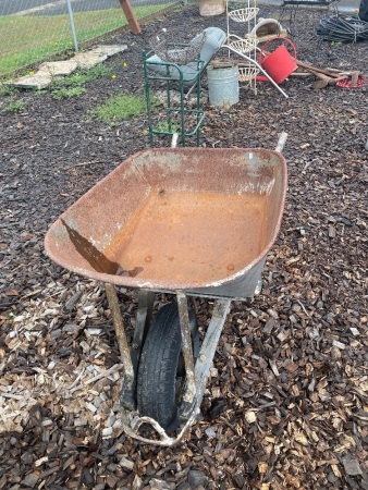 Vintage Timber/Steel Framed Wheelbarrow with Inflatable Tyre