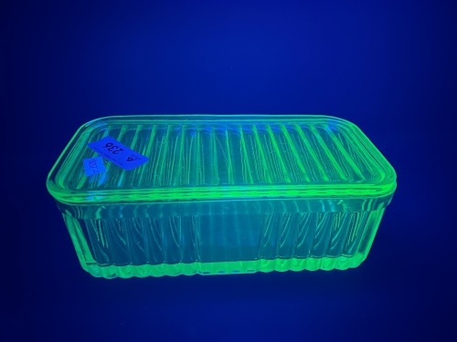 Large Uranium Glass Butter Dish