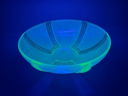 Frosted and uranium glass art deco bowl