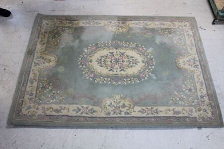Indian Wool Rug Abusson Pattern in Lt Green - As Is - App. 1600mm x 2300mm