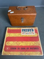 Patsy's Reflections Learn to cook by pictures cookbook circa 1930 and small wooden box - 4