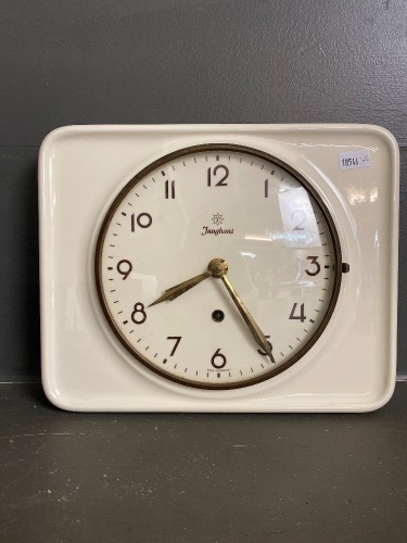 Art Deco Junghans ceramic wall clock cira 1950's Made in Germany