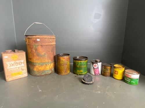 Selection of oil and grease tins