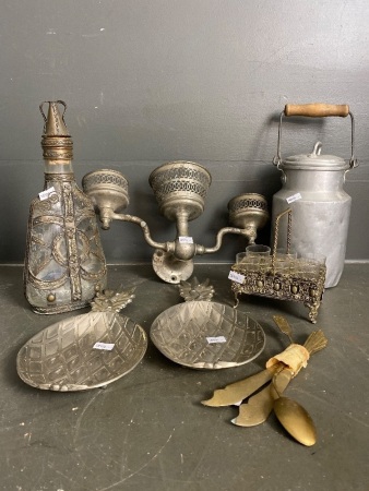 Assorted silver and metal ware