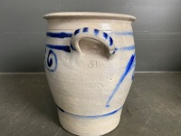 2 stone ware jugs med, 1 blue stoneware jug and on large stoneware  5L pot (240H) - 4