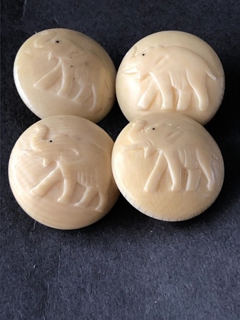 Set of 4 Antique Carved Ivory Buttons c1920