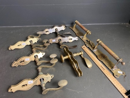 Collection of brass door handles