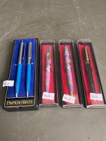 5 Ball Point Pens in Cases