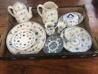 Box Lot of Vintage Blue & White China