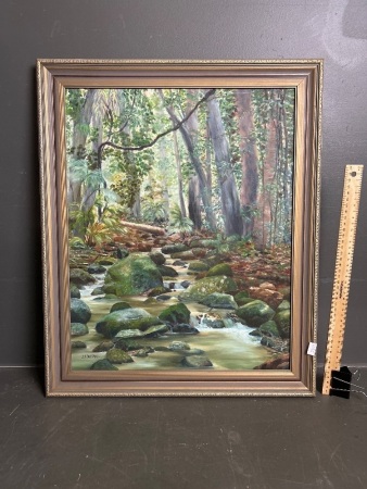 Rainforest Mossman Gorge - Oil on Board - Signed J.Y. Cartmill