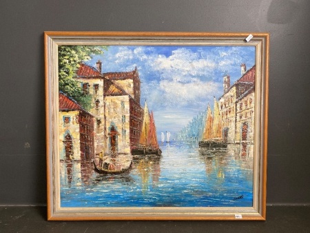 Venice scene oil on board by Andre