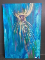 Abstract flower oil on canvas signed Hanni