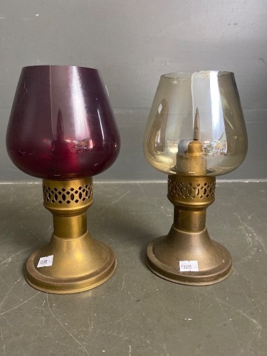 Pair of Mason constant flame candle lamps Made in England