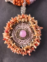 Unusual Vintage Glass Bead & Coral Necklace - 2