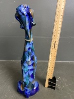 Long necked blue ceramic poodle (app 330H) - 3