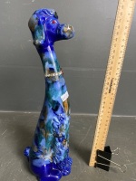 Long necked blue ceramic poodle (app 330H) - 4