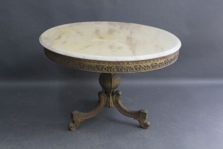 Vintage Brass & Marble Round Coffee Table c1960's