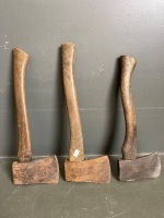 3 small hatchets - one marked Elwell 1 1/2 - 3