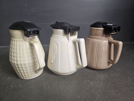 3 Vintage Ceramic Jugs - Koster, Nilsen with cord (lid needs fixing to jug),  NPA