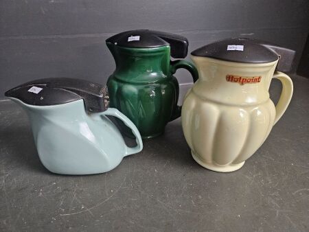 3 Vintage Ceramic Jugs - Hotpoint, PGH, AEI - no cords