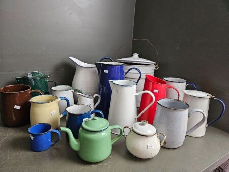 Large lot of enamel ware