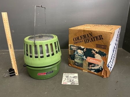 Vintage Coleman Catalytic Heater with Original Instruction Booklet and Box 