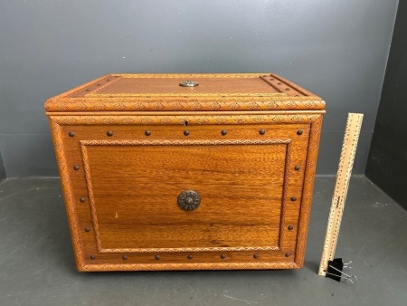 Plywood Glory Box with Incised Timber Edges and Fabric Lined Interior