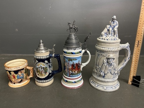 4 German Beer Steins