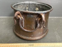 Large Copper Cooking Pot with Forged Metal Handles