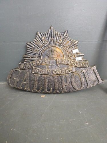 Cast Metal Gallipoli Plaque