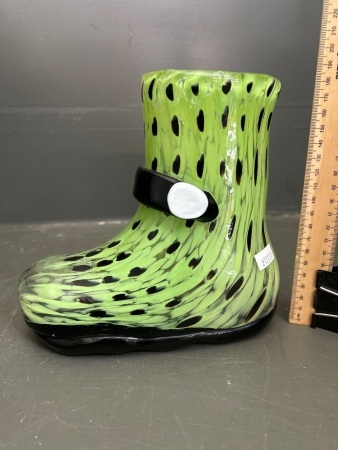 Glass Art Boot Vase