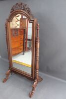 Large Contemporary Carved Mahogany Cheval Mirror - 2