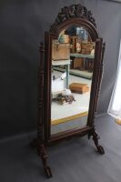 Large Contemporary Carved Mahogany Cheval Mirror - 3