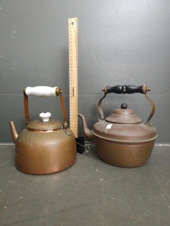 2 x Copper Look Teapots