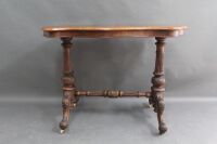 Antique Georgian Burr Walnut Inlaid Side Table on Carved Double Pedestal Legs - 4