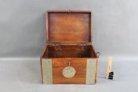 Indian Teak Glory Box with Iron Handles & Pressed Metal Butterfly Decorations - 2