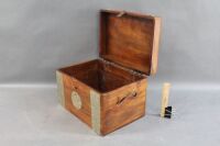 Indian Teak Glory Box with Iron Handles & Pressed Metal Butterfly Decorations - 3