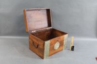 Indian Teak Glory Box with Iron Handles & Pressed Metal Butterfly Decorations - 4