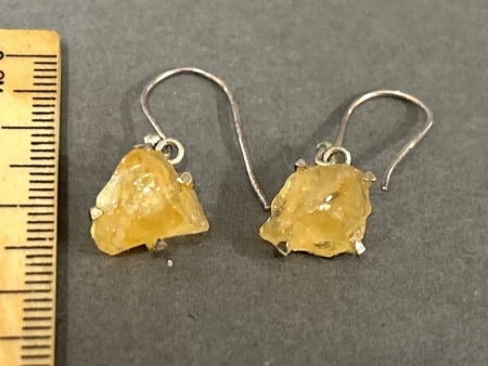 Sterling silver earrings with natural rough uncut Citrine Gemstones