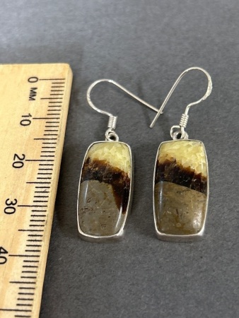 Sterling silver ring earrings with SEPTARIAN from Madagascar Gemstones