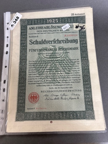 Collection of old German Bond Certificates