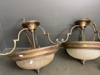 3 Art Deco Steel and Smoked Glass Pendant lights - 2